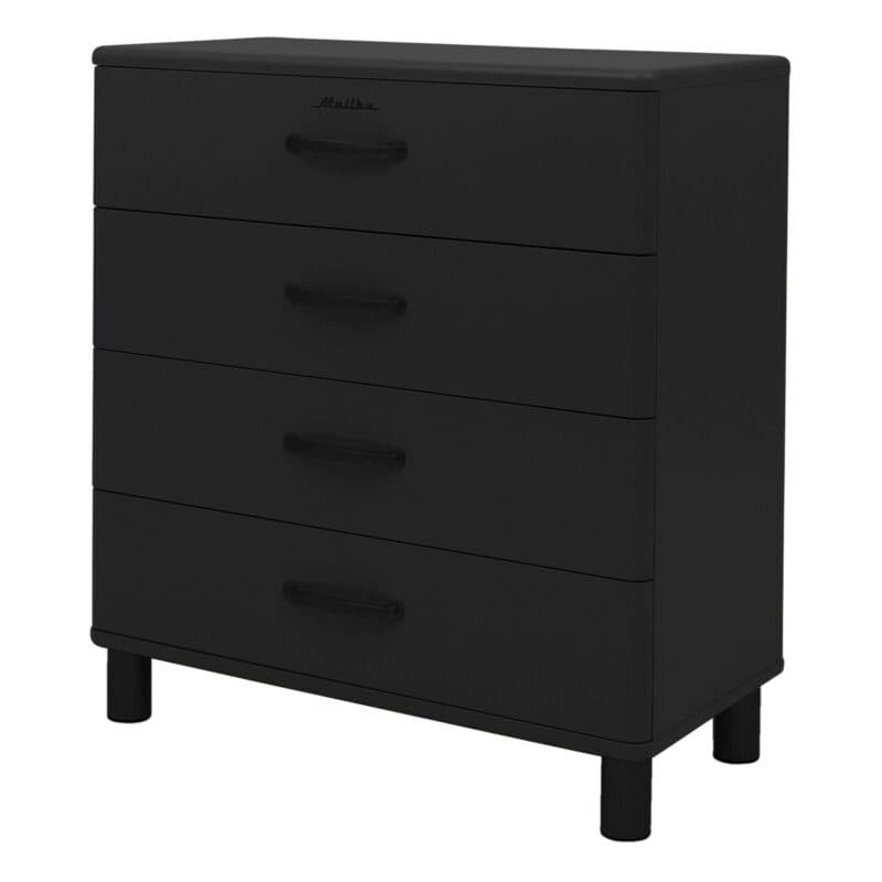 Trendstore Malibu Kommode im 50s Style mit vier Schubladen in Schwarz - seitlich