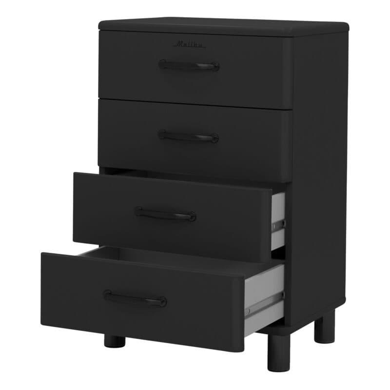 Trendstore Malibu Kommode im 50s Style mit vier Schubladen in Schwarz - Schublade offen
