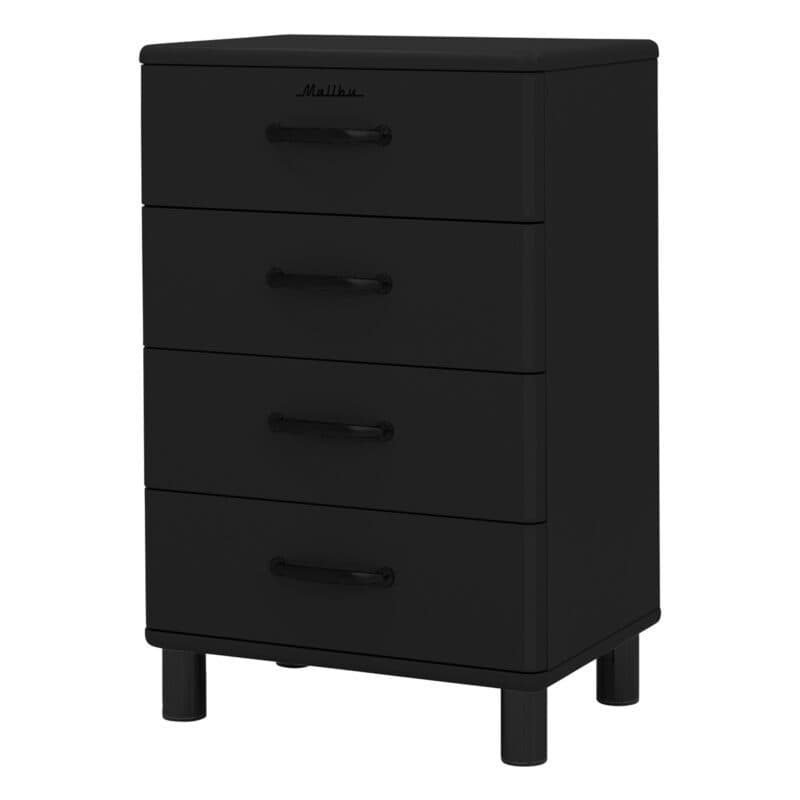 Trendstore Malibu Kommode im 50s Style mit vier Schubladen in Schwarz - seitlich