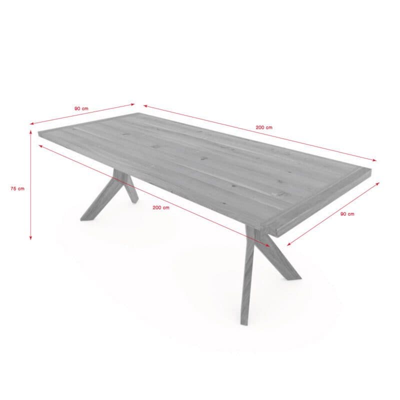 Team 7 Yps Fixtisch Maßskizze 200 x 90 cm