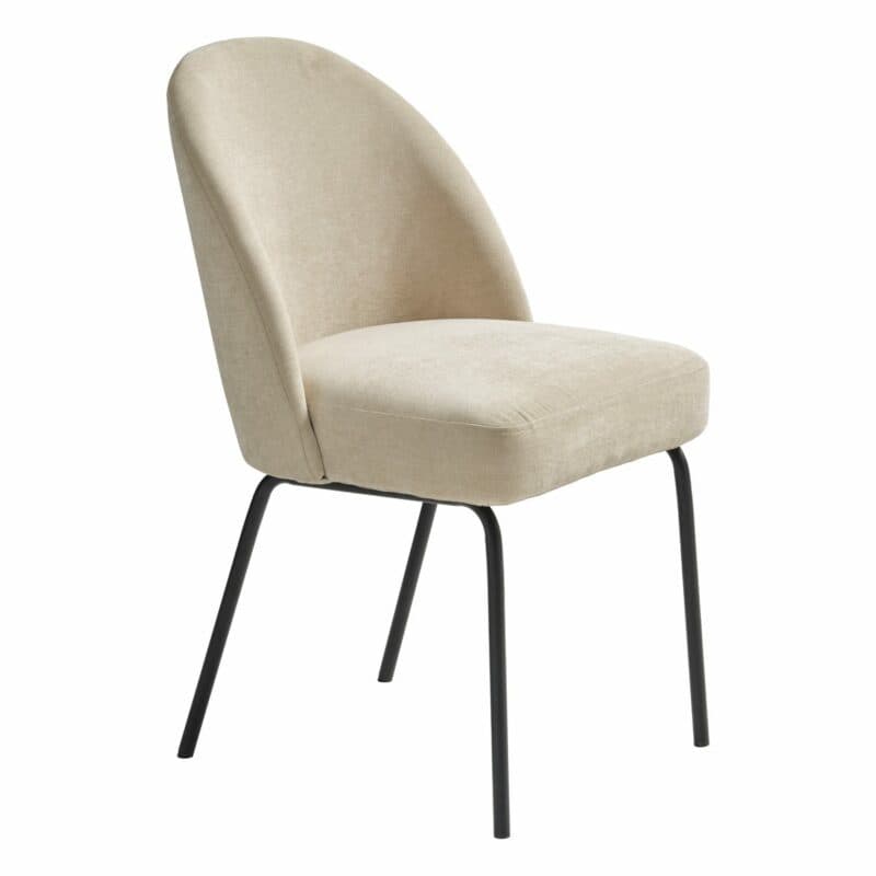 Trendstore Creston Polsterstuhl in der Farbe Sand mit Metallfüßen in Schwarz.