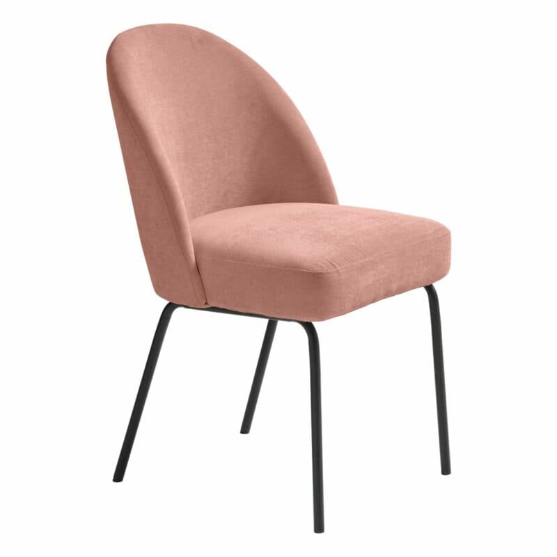 Trendstore Creston Polsterstuhl in der Farbe Rose mit Metallfüßen in Schwarz.