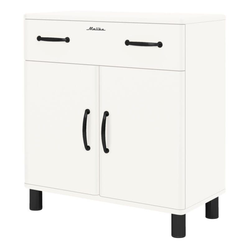 Trendstore Malibu Kommode mit einer Schublade und zwei Türen in Weiß