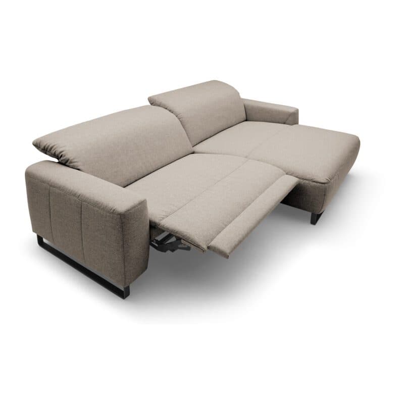 Trendstore Cyra Ecksofa in Taupe mit Ottomane rechts und Relaxfunktion