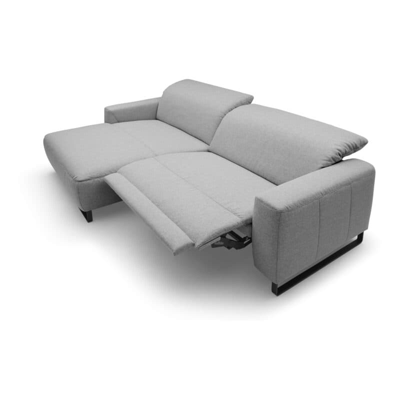 Trendstore Cyra Ecksofa in Grau mit Ottomane links und Relaxfunktion