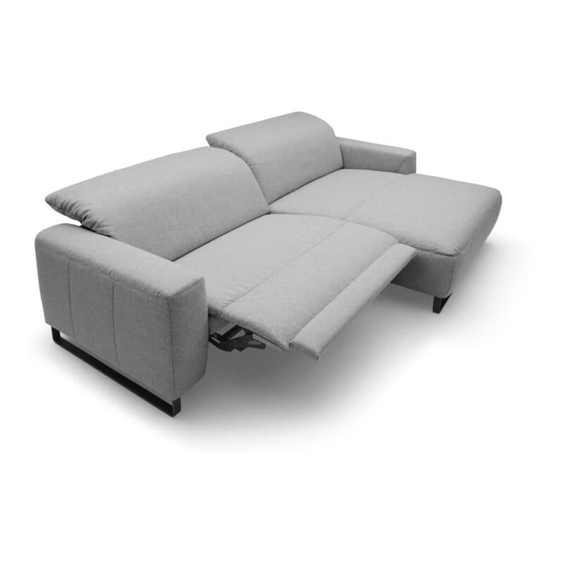 Trendstore Cyra Ecksofa in Grau mit Ottomane rechts und Relaxfunktion