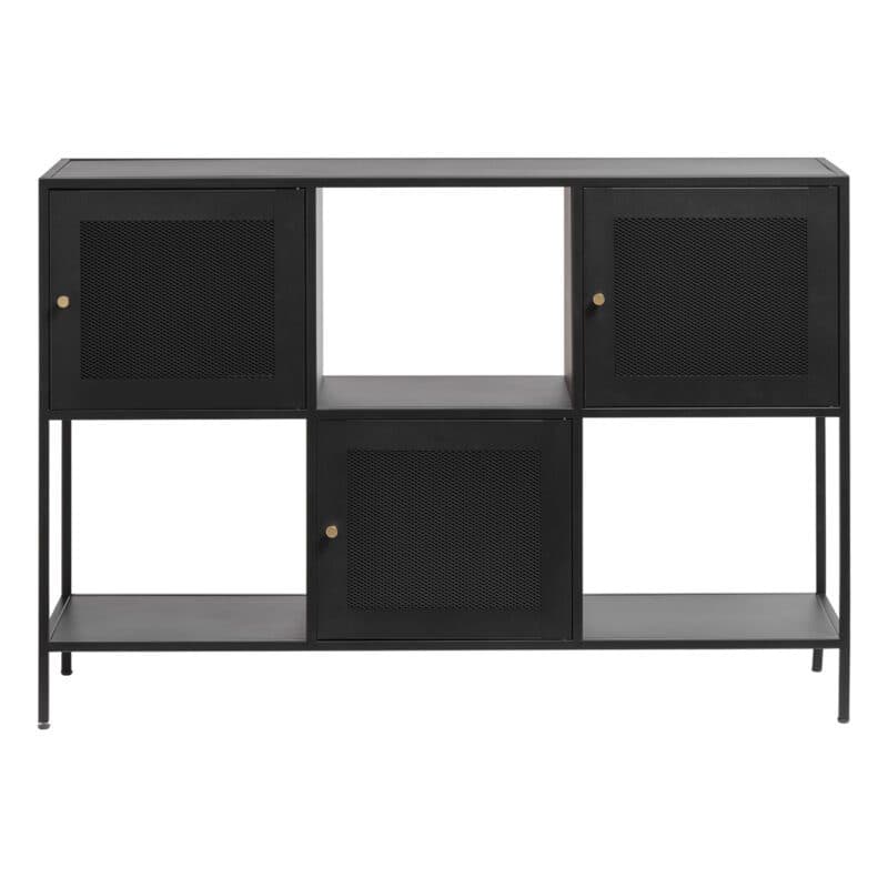 Trendstore Ulima Sideboard mit Gittertüren und Wechselgriffen (hier in Gold) - frontal