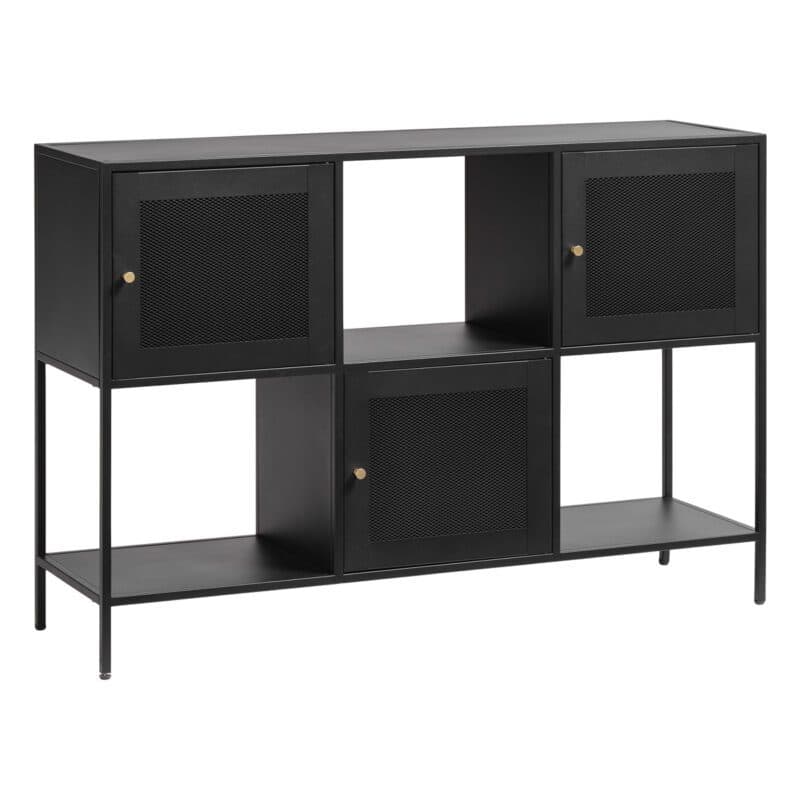 Trendstore Ulima Sideboard mit Gittertüren und Wechselgriffen (hier in Gold)