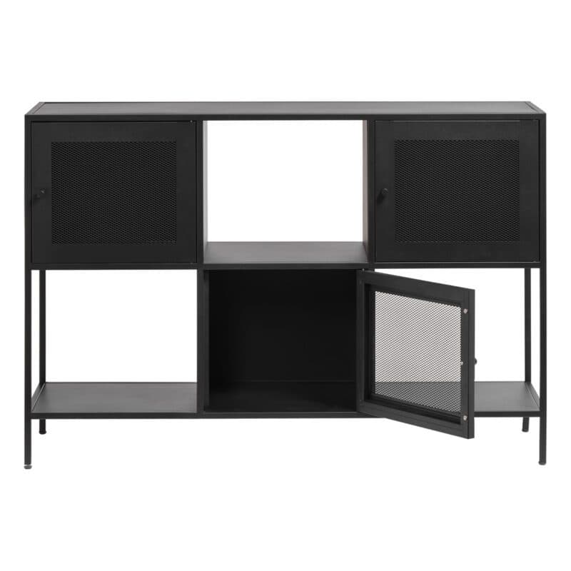 Trendstore Ulima Sideboard mit Gittertüren und Wechselgriffen - eine Türe geöffnet