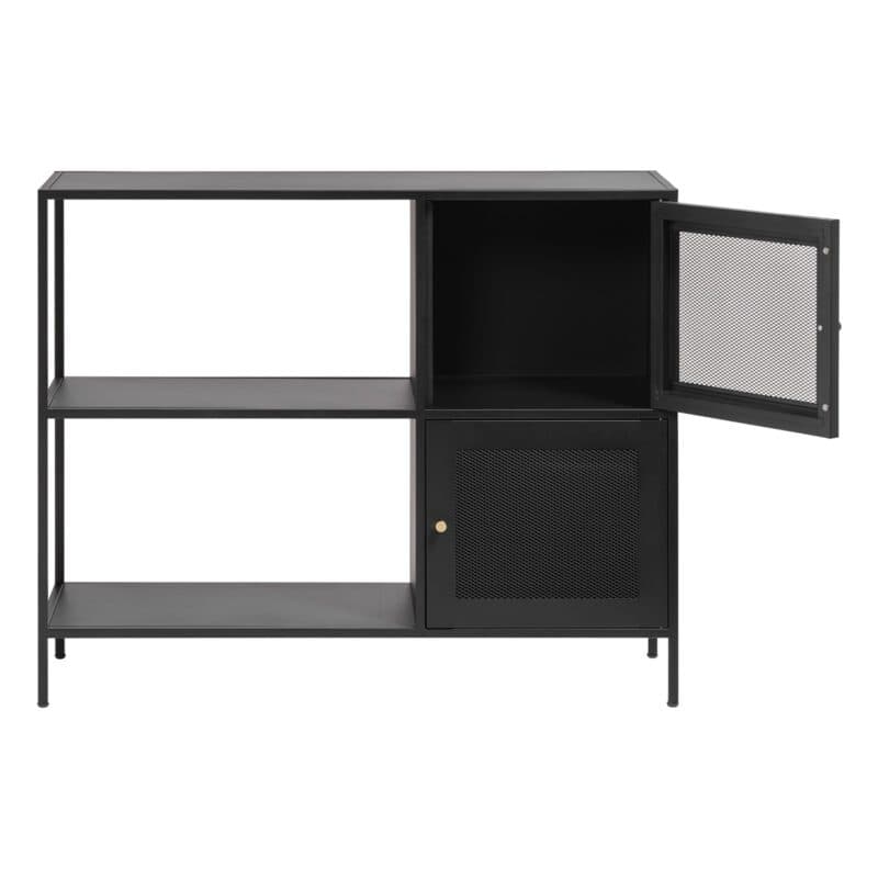 Trendstore Ulima Sideboard mit Metallgitter und Wechselgriffen - obere Tür geöffnet