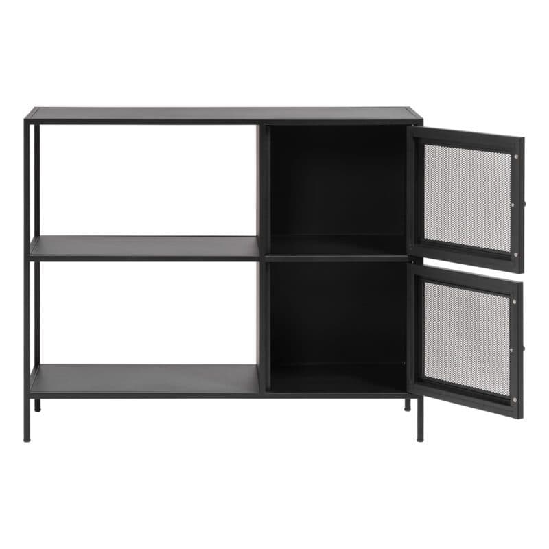 Trendstore Ulima Sideboard mit Metallgitter und Wechselgriffen - Türen geöffnet