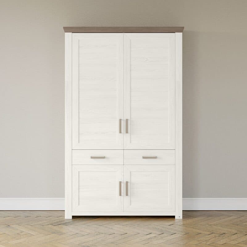 York Büroschrank Typ 202-B, in Eiche Nelson Nachbildung und Dekor Pino Aurelio.