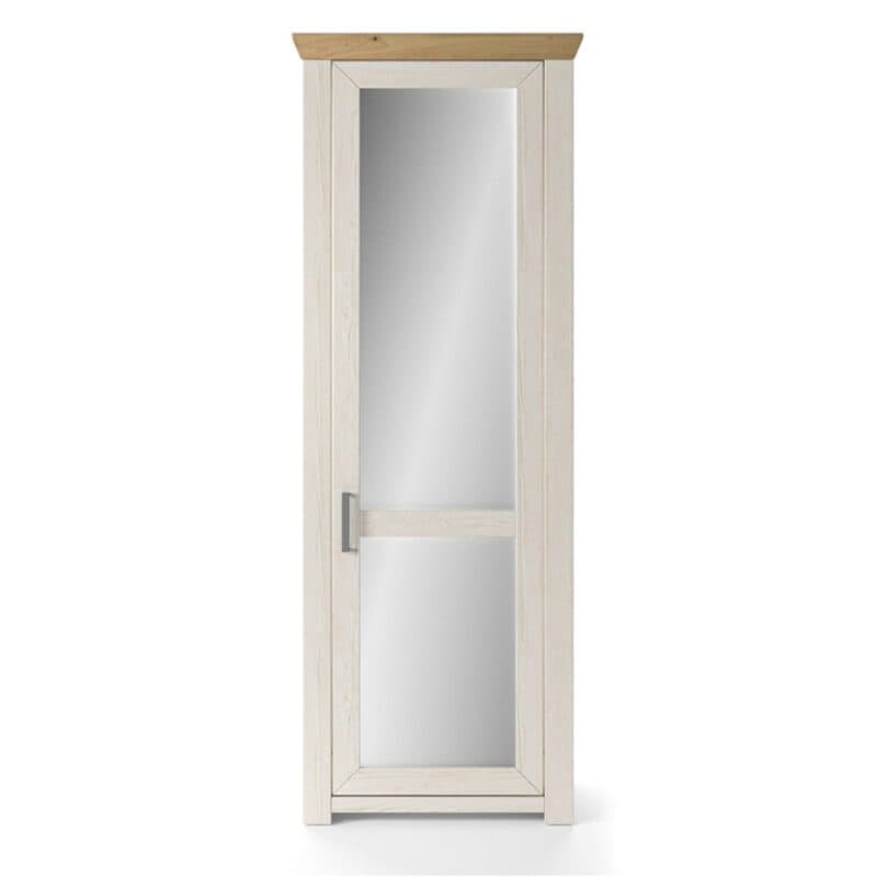 set one by Musterring York Garderobenschrank Typ GA-12 mit Spiegel in Artisan Eiche Nachbildung und in Dekor Pino Aurelio, frontale Ansicht.