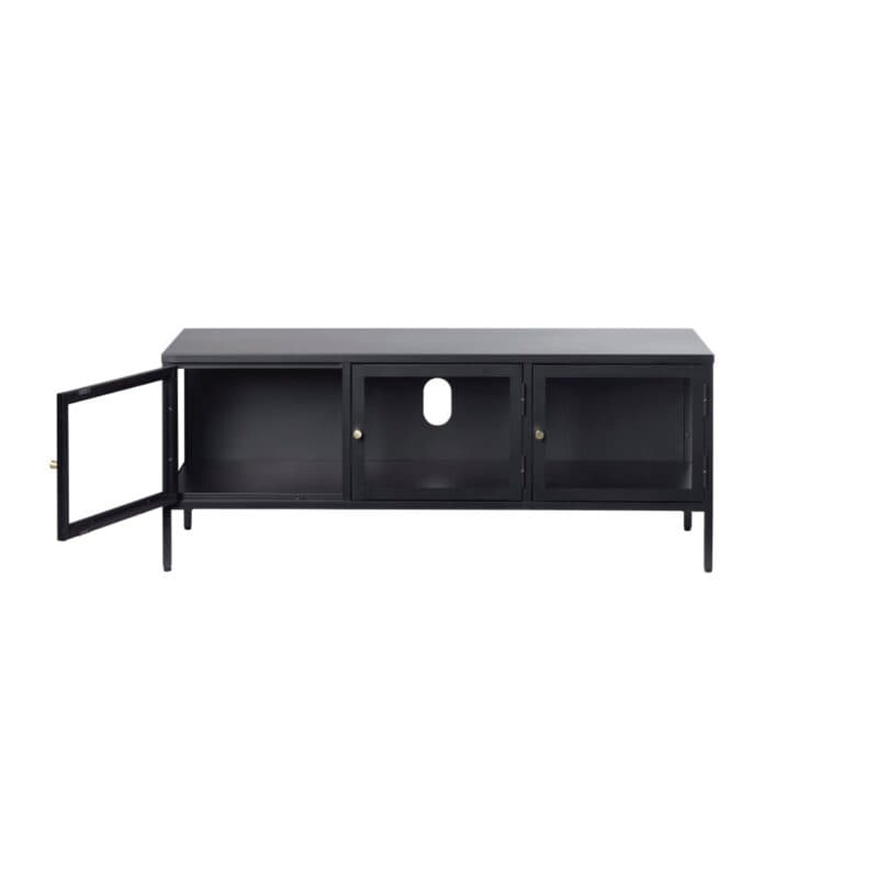 Trendstore Unell TV Lowboard mit 3 Glastüren - frontal
