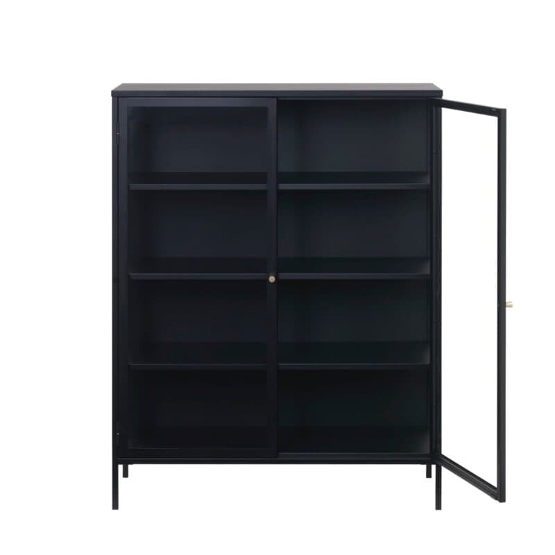 Trendstore Unell Highboard mit Vitrinentüren - offen