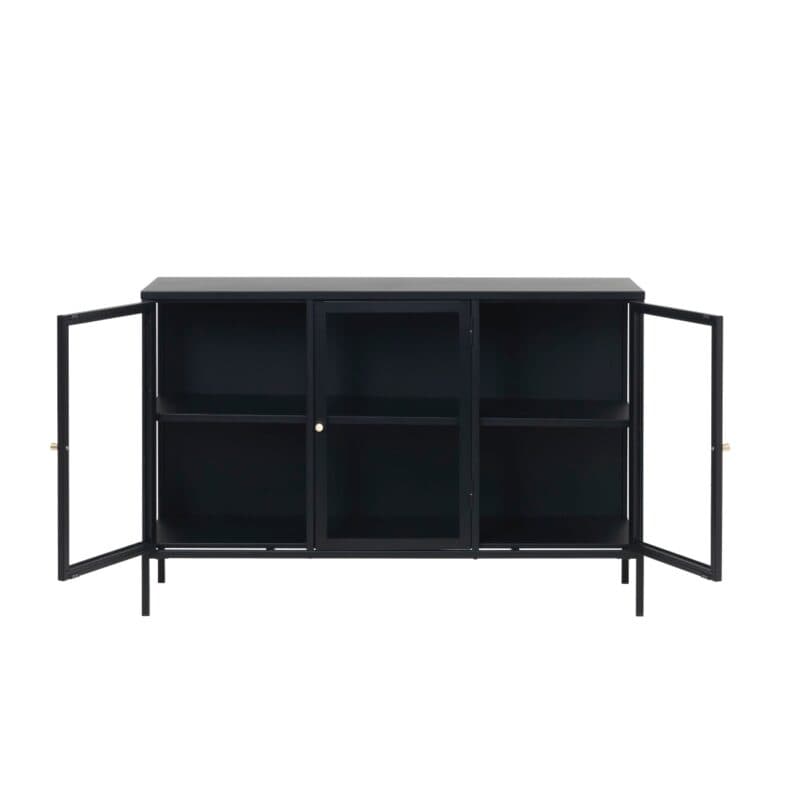 Trendstore Unell Sideboard mit drei Vitrinentüren - offen