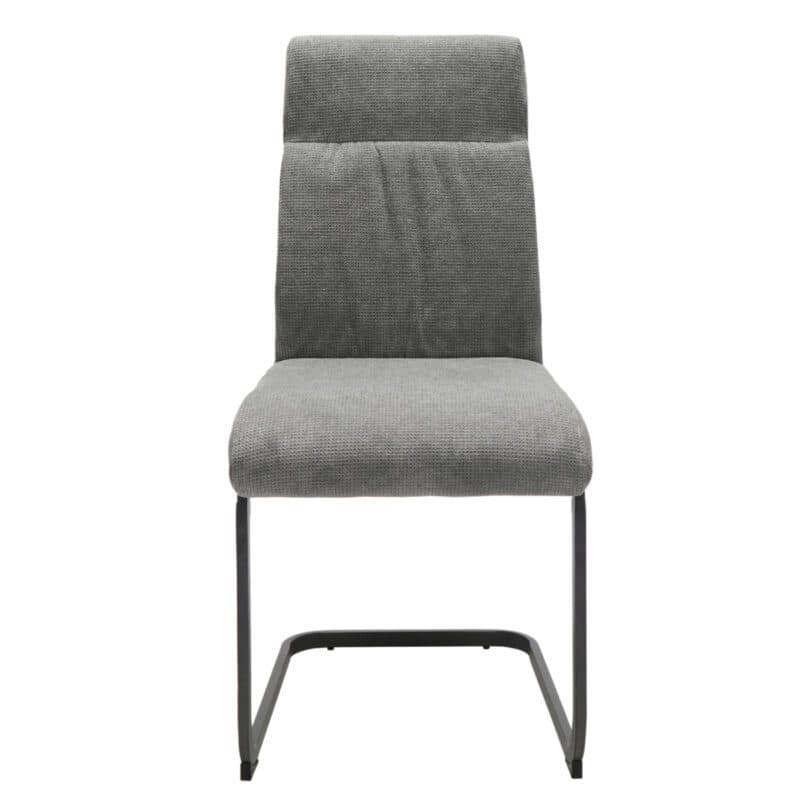 Louming Maida Freischwinger in Bezug Brego silber mit Gestell in Schwarz.