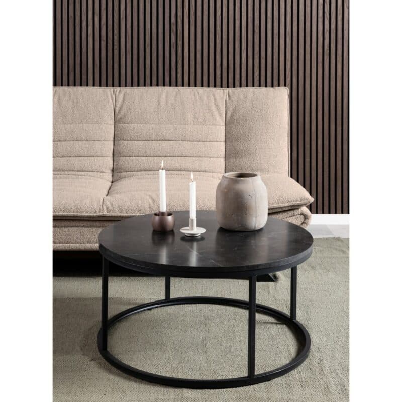 Liadomo Alfeo Schlafsofa mit Bouclé Bezug in Beige - Wohnbeispiel