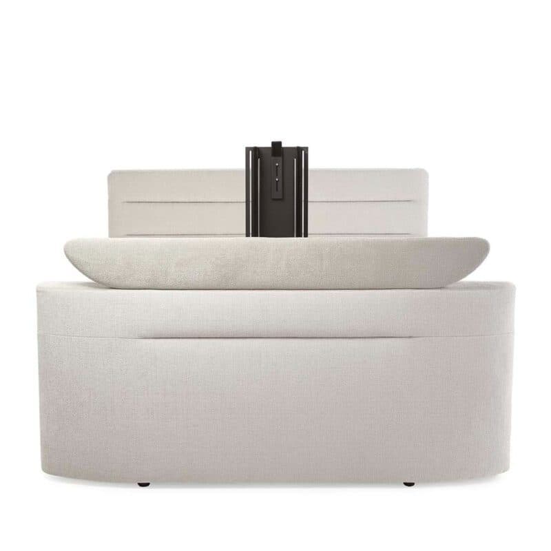 Trendstore Jella Mix Boxspringbett in Textilbezug beige mit TV-Halterung.
