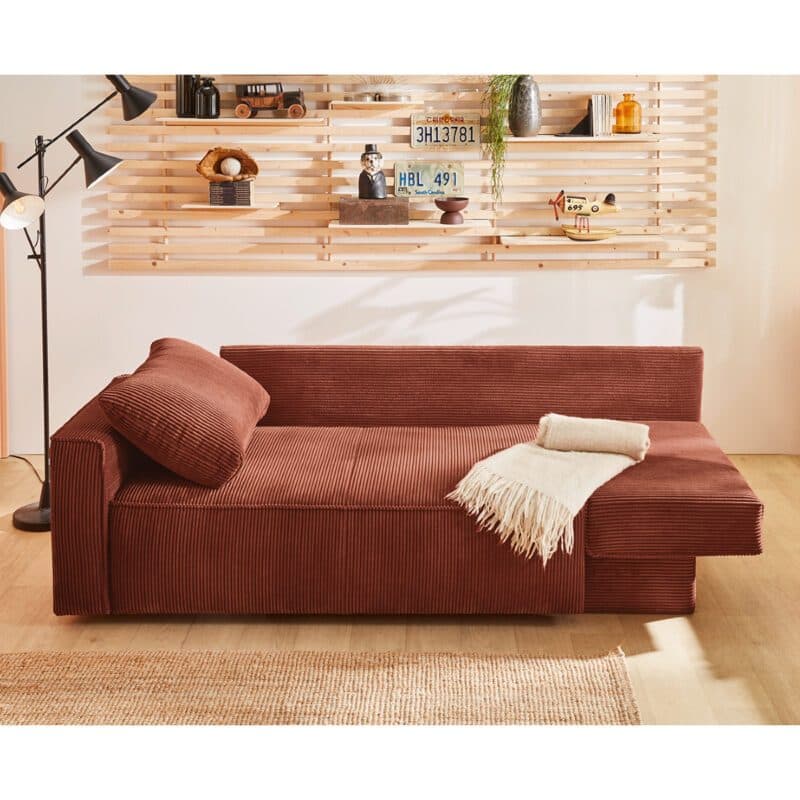 Trendstore Jaboah ´Schlafsofa in Bezug Cord light rostrot.