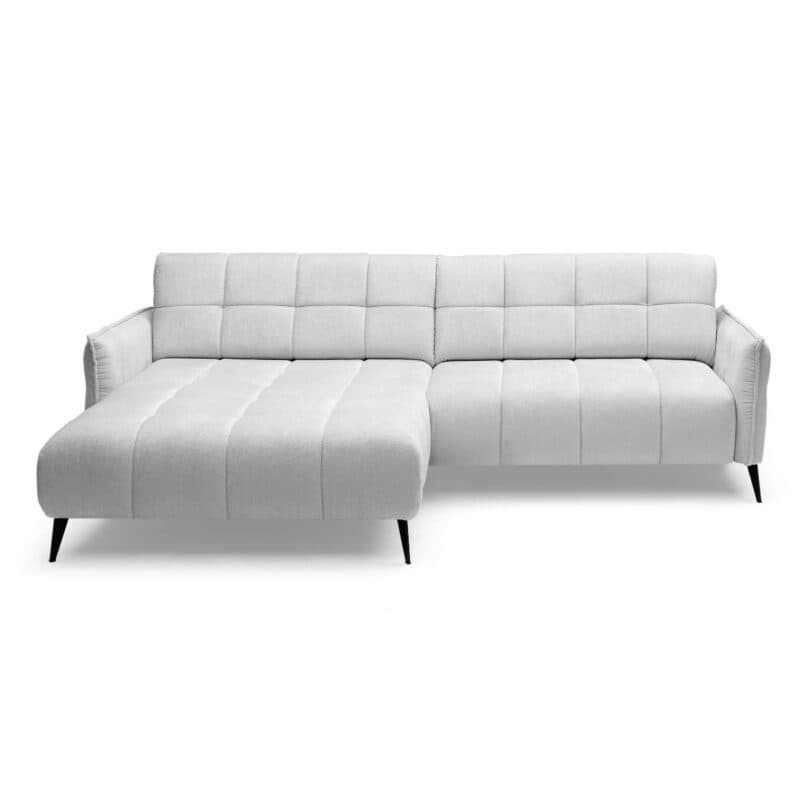 Trendstore Wali Mini Ecksofa in Bezug Aphrodite 19 silver, Ottomane links.