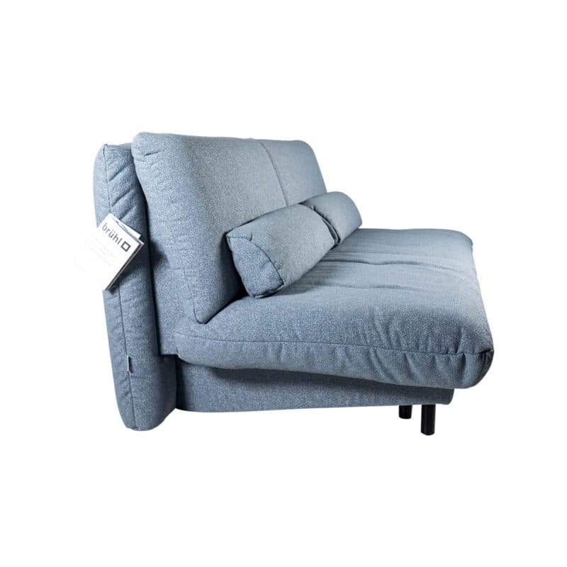 Brühl Quint Bettsofa in Bezug 2488 0060 mit Füßen in schwarz pulverbeschichtet.