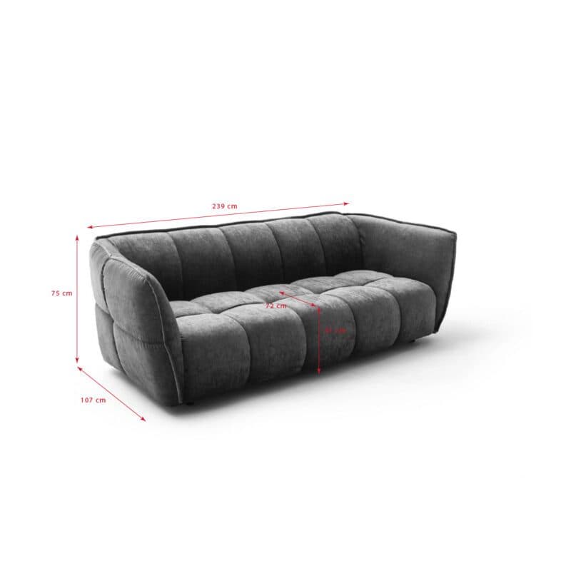 Dixx Divani Hedda Sofa - Skizze mit Maßen