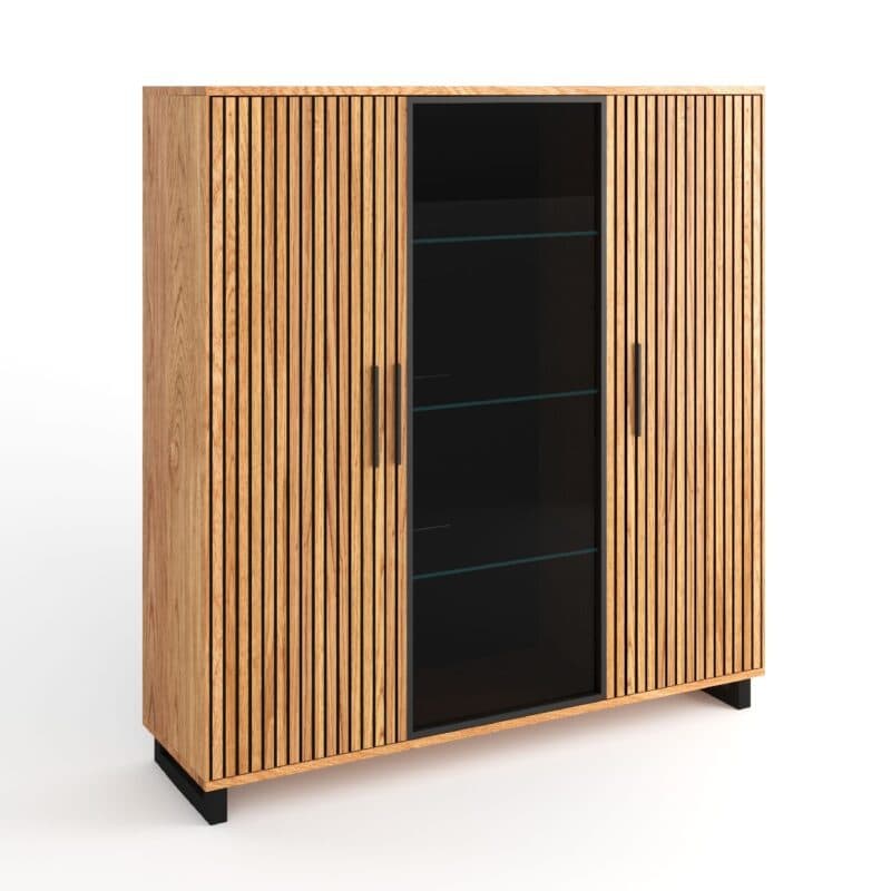 Trendstore Emila Highboard mit 3 Türen in Akustikpaneel Optik