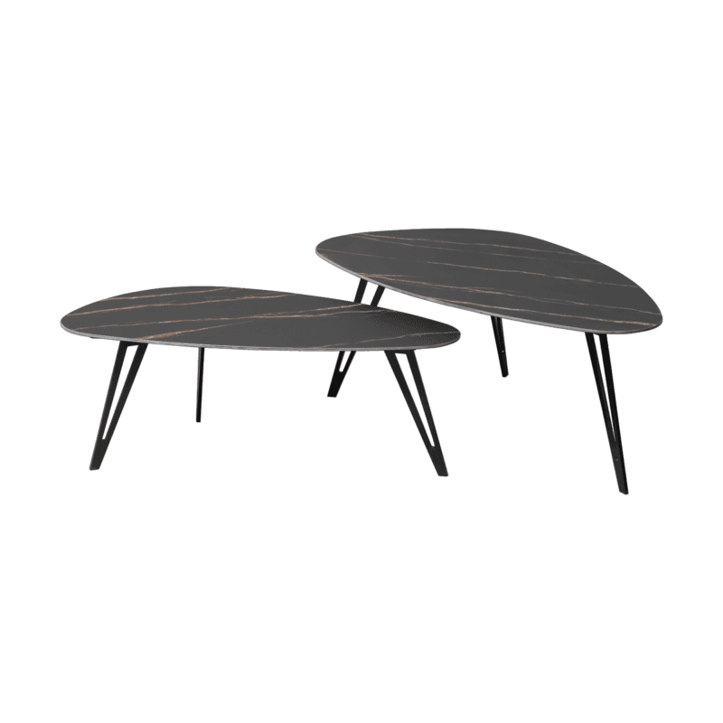 Trendstore Marica Couchtisch 2er-Set mit Steinplatte