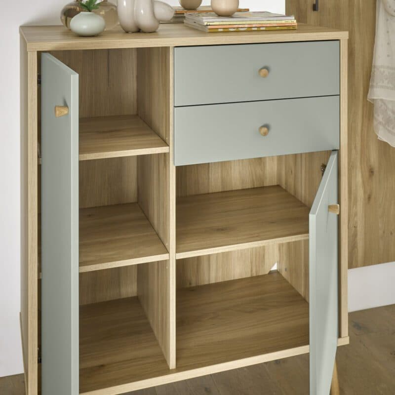 Trendstore Firell Garderobe mit Kommode mit 2 Türen und 2 Schubladen.