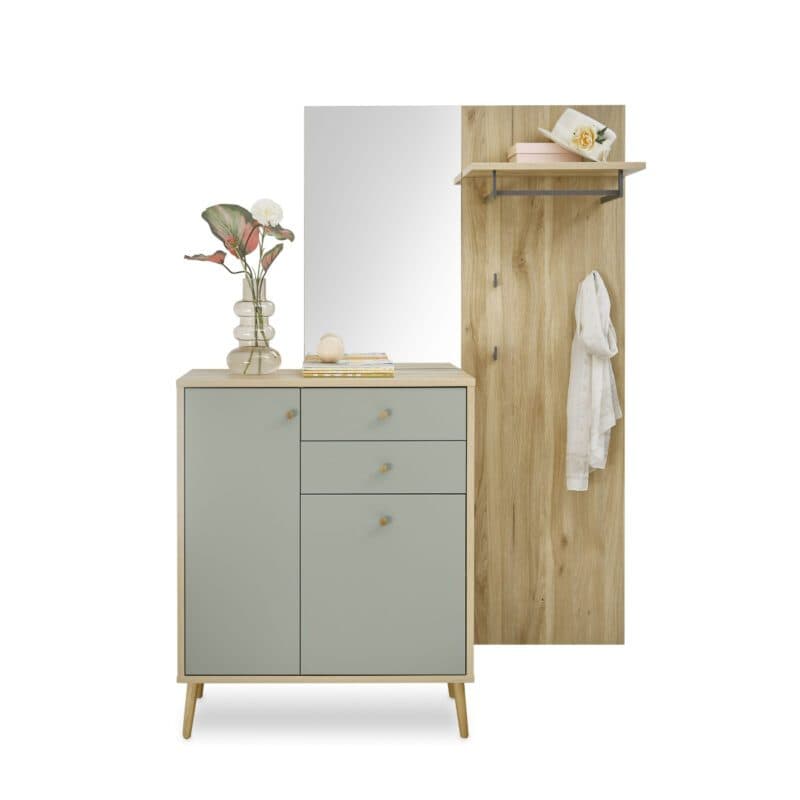 Trendstore Firell Garderobe 3-teilig, mit Kommode, Paneel und Spiegel.