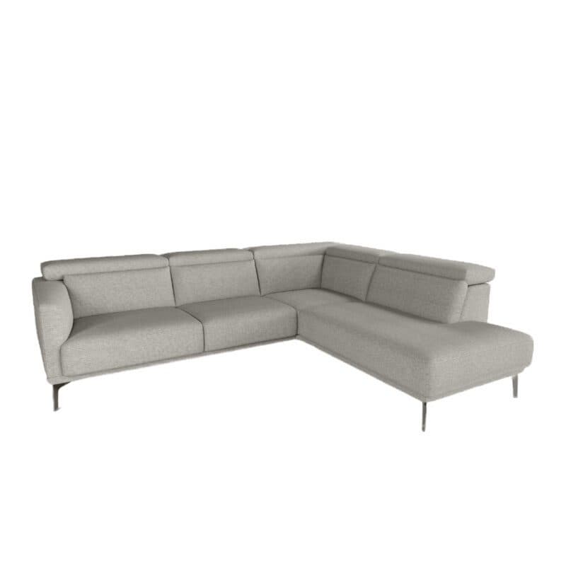 Rom Kingston Ecksofa in Bezug Wandoo silver, Ottomane rechts.