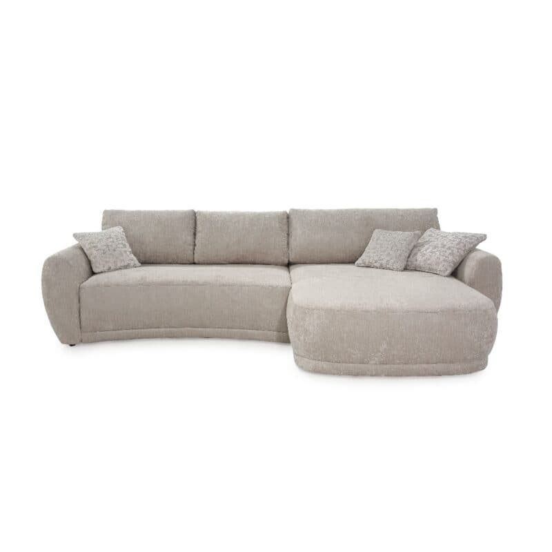 Trendstore Josua Ecksofa mit Bezug Chenille beige und Ottomane rechts