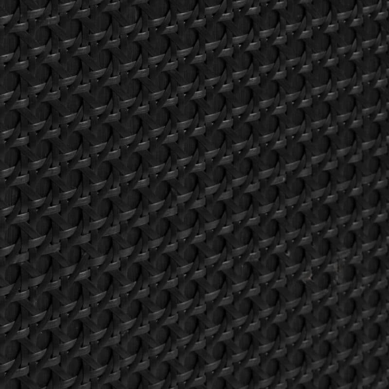 Liadono Pensacola Lowboard mit zwei Türen und zwei offenen Fächern in Eiche Black Melamin mit Rattan Black - Detailbild.