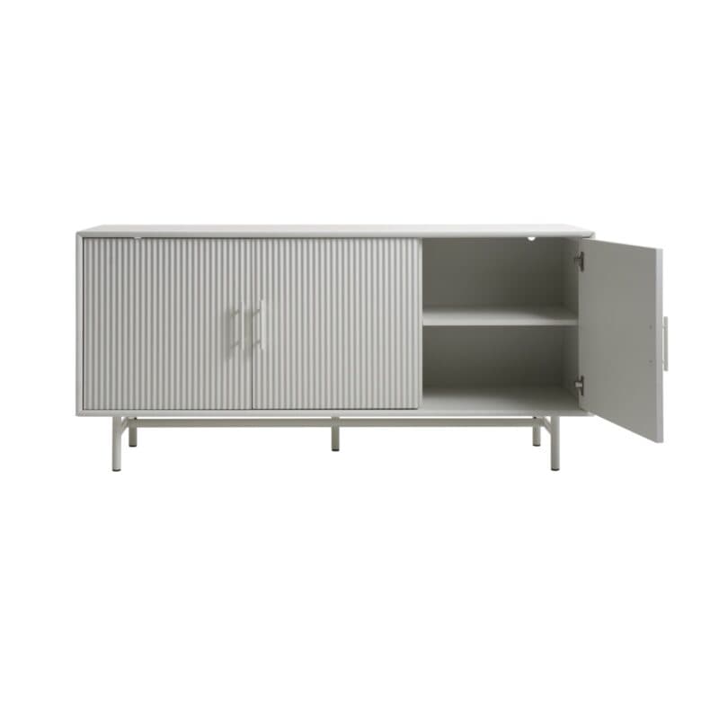 Liadomo Palma Sideboard in Dekor Greige mit geriffelten Fronten - offen.
