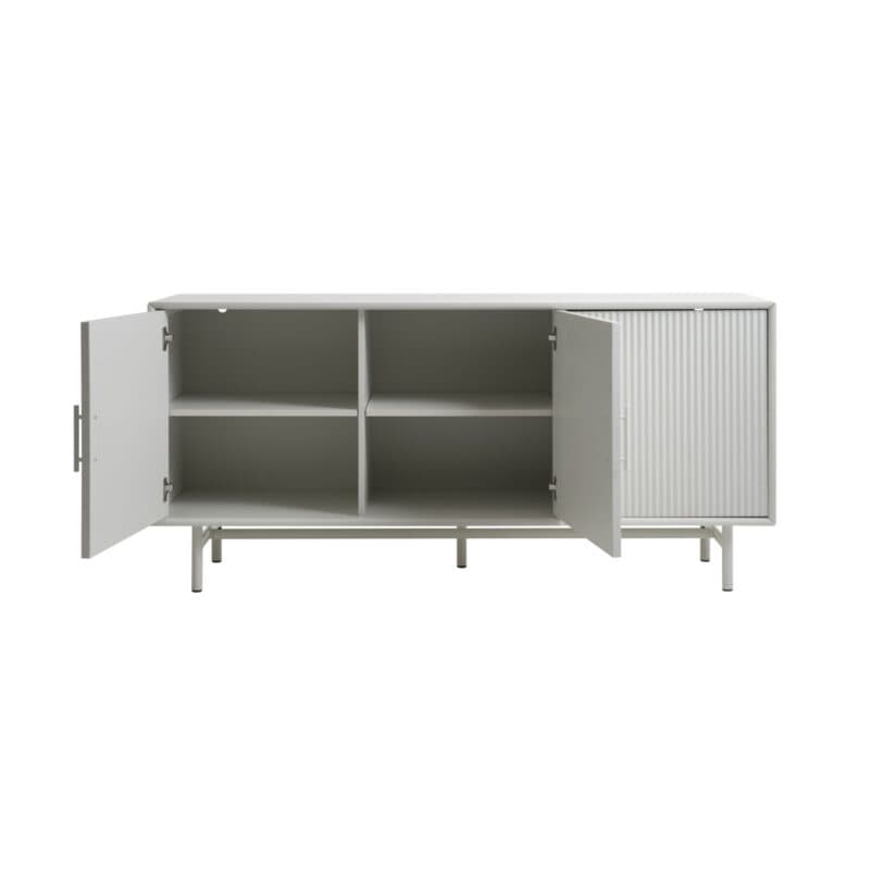 Liadomo Palma Sideboard in Dekor Greige mit geriffelten Fronten - offen.
