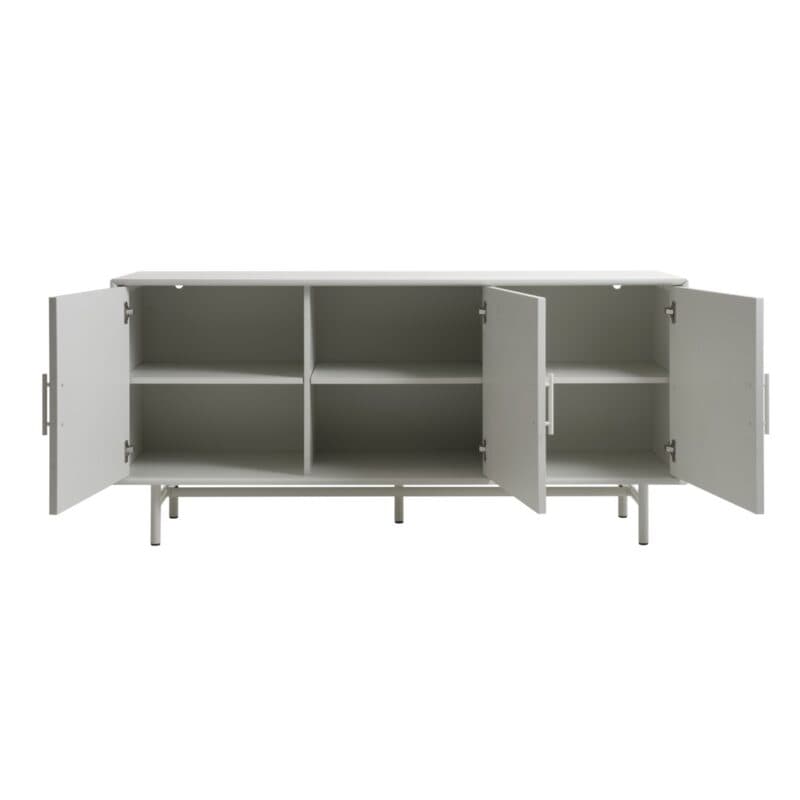 Liadomo Palma Sideboard in Dekor Greige mit geriffelten Fronten - offen.
