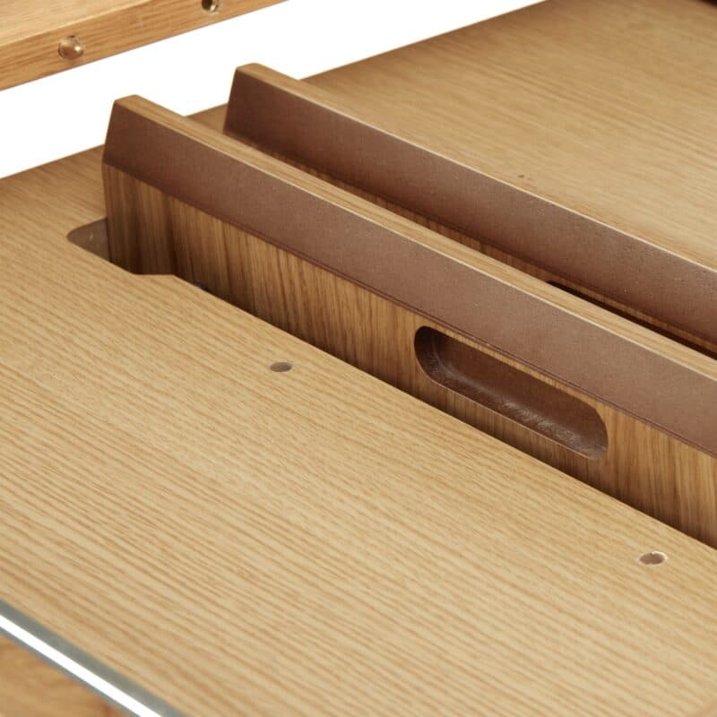 Liadomo Nola Ausziehtisch in Eiche Furnier mit Holzlamellen - Detail Einlegeplatten