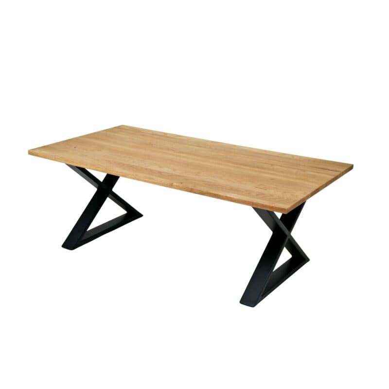 Trendstore Cerrin Couchtisch mit Tischplatte aus massiver Eiche und Metallgestell