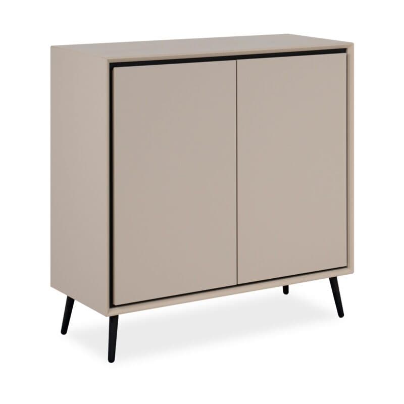 Liadomo Fona Sideboard mit zwei Türen in Beige mit Absetzungen in Schwarz - schräg