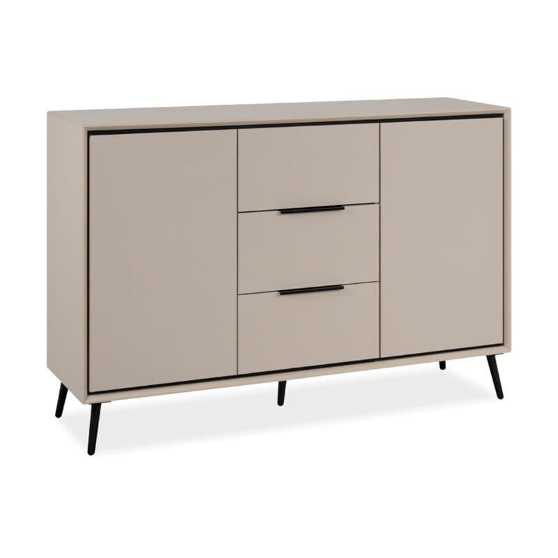 Liadomo Fona Sideboard mit zwei Türen und drei Schubladen in Beige mit Absetzungen in Schwarz