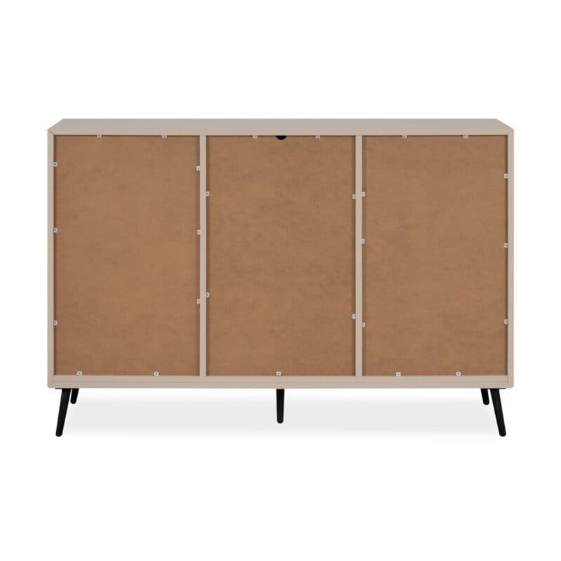 Liadomo Fona Sideboard mit zwei Türen und drei Schubladen in Beige mit Absetzungen in Schwarz - von hinten