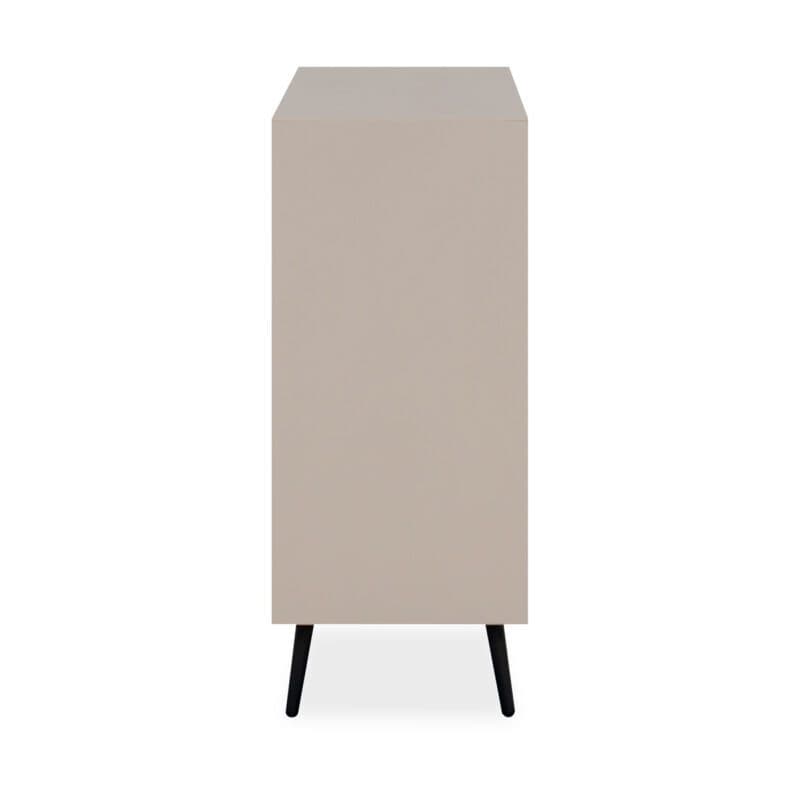 Liadomo Fona Sideboard mit zwei Türen und drei Schubladen in Beige mit Absetzungen in Schwarz - Seitenansicht