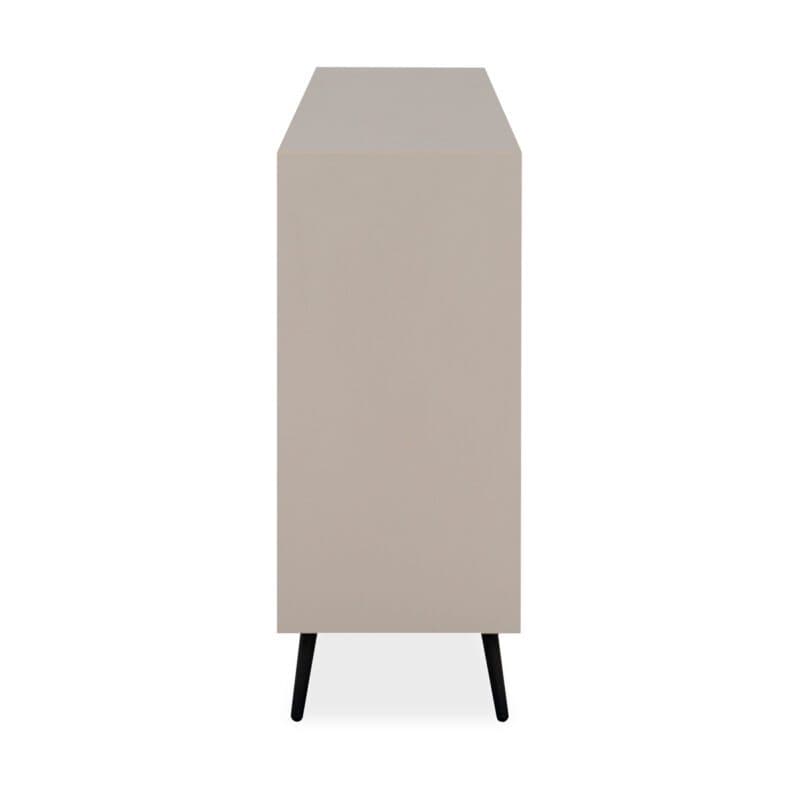 Liadomo Fona Sideboard mit vier Türen und einer Schublade in Beige mit Absetzungen in Schwarz - Seitenansicht