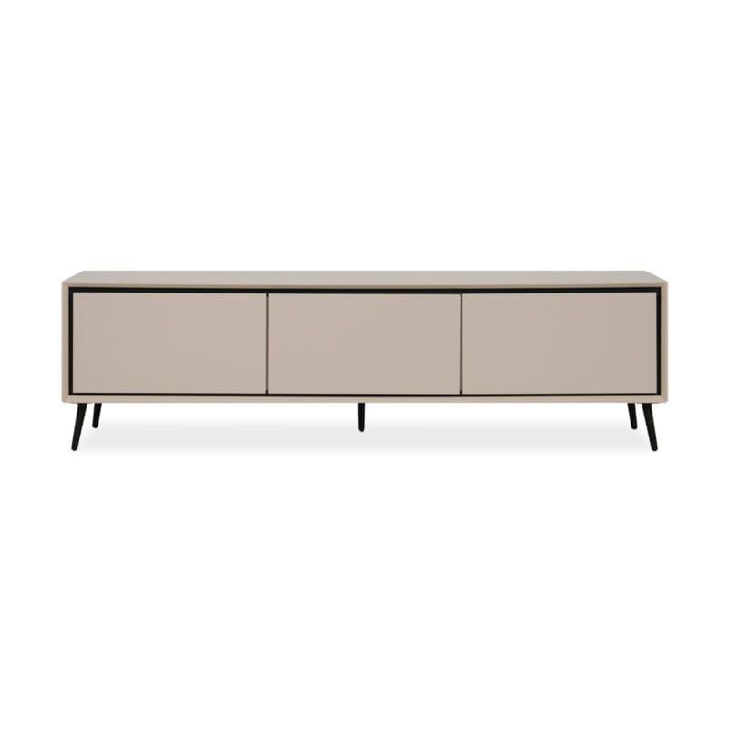 Liadomo Fona Lowboard mit 3 Klappen in Beige mit Absetzungen in Schwarz - frontal