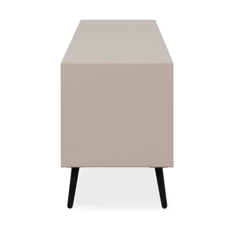 Liadomo Fona Lowboard mit 3 Klappen in Beige mit Absetzungen in Schwarz - Seitenansicht