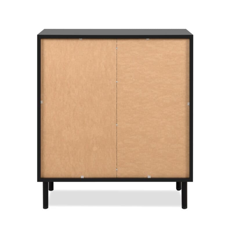 Liadomo Fonza Sideboard mit zwei Türen in Deko schwarz mit Lamellen in Eiche Artisan Nachbildung - Rückseite