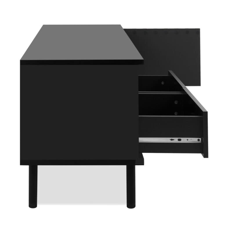 Liadomo Fonza TV-Board in Deko schwarz mit Lamellen in Eiche Artisan Nachbildung - Seite
