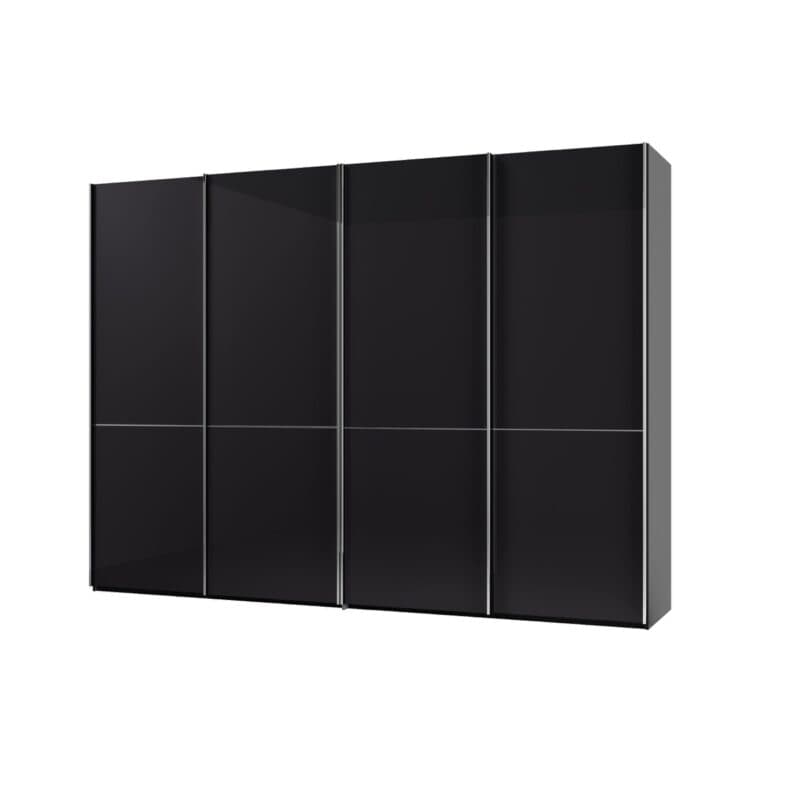 Musterring Imola Schwebetürenschrank 4-türig mit Glasfronten in Graphit - Breite: 296 cm