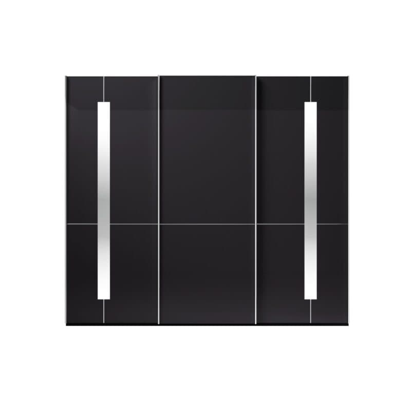 Musterring Imola Schwebetürenschrank 3-türig mit Glasfronten in Graphit und Zierspiegel - Breite: 246 cm